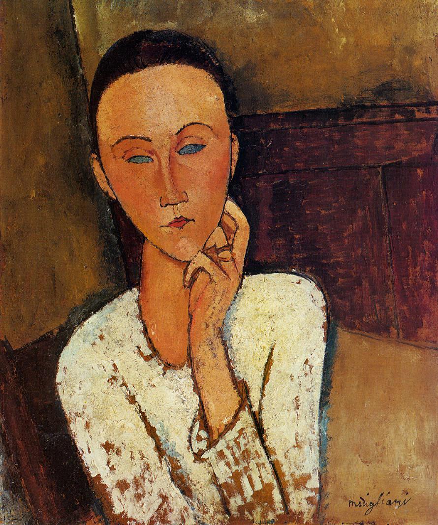 Lunia Czechowska, Left Hand on Her Cheek - Amedeo Modigliani Paintings